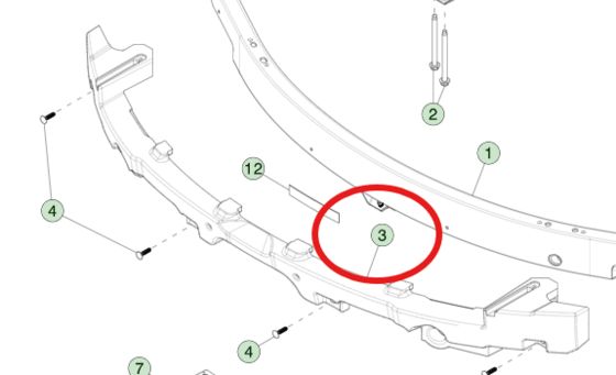 BUMPER BEAM FOAM cho TESLA MODEL 3 (2023+) 1741046-00-F